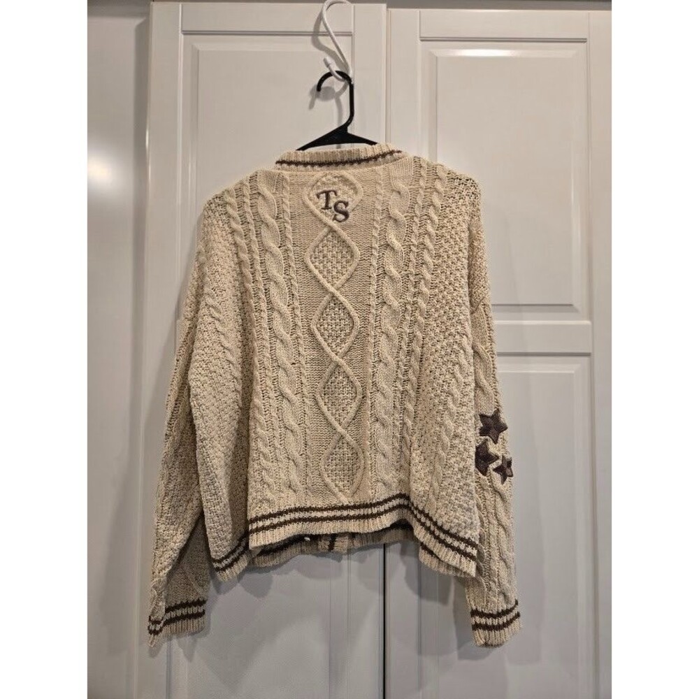 Taylor Swift Cardigan Sweater Tortured Poet Department Beige Cable Womens XS/SM - Picture 4 of 6